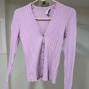 ZARA Pink Knit Cardigan Sweater with Jewel Buttons